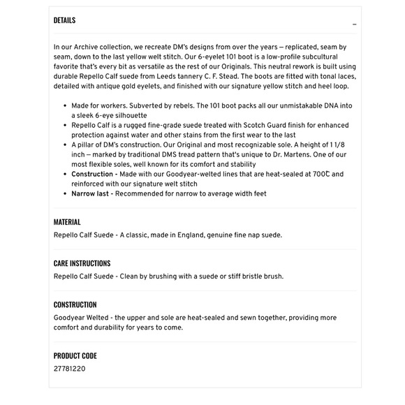 Dr. Martens 101 Made‎ in England Ben suede ankle boots size m7 w8 New - Picture 9 of 14